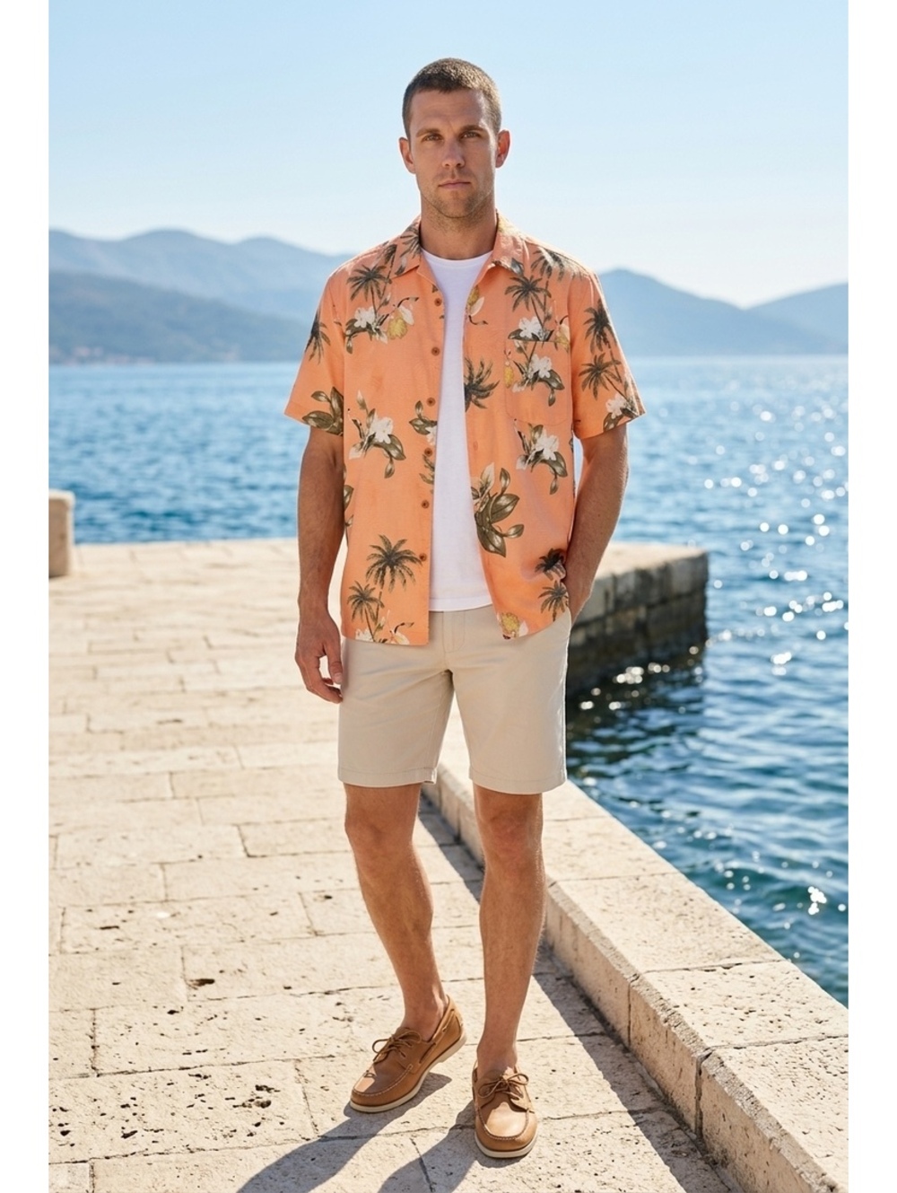 NWT - Faded Glory Men’s Hawaiian Button-Up Shirt – Size L (42-44)